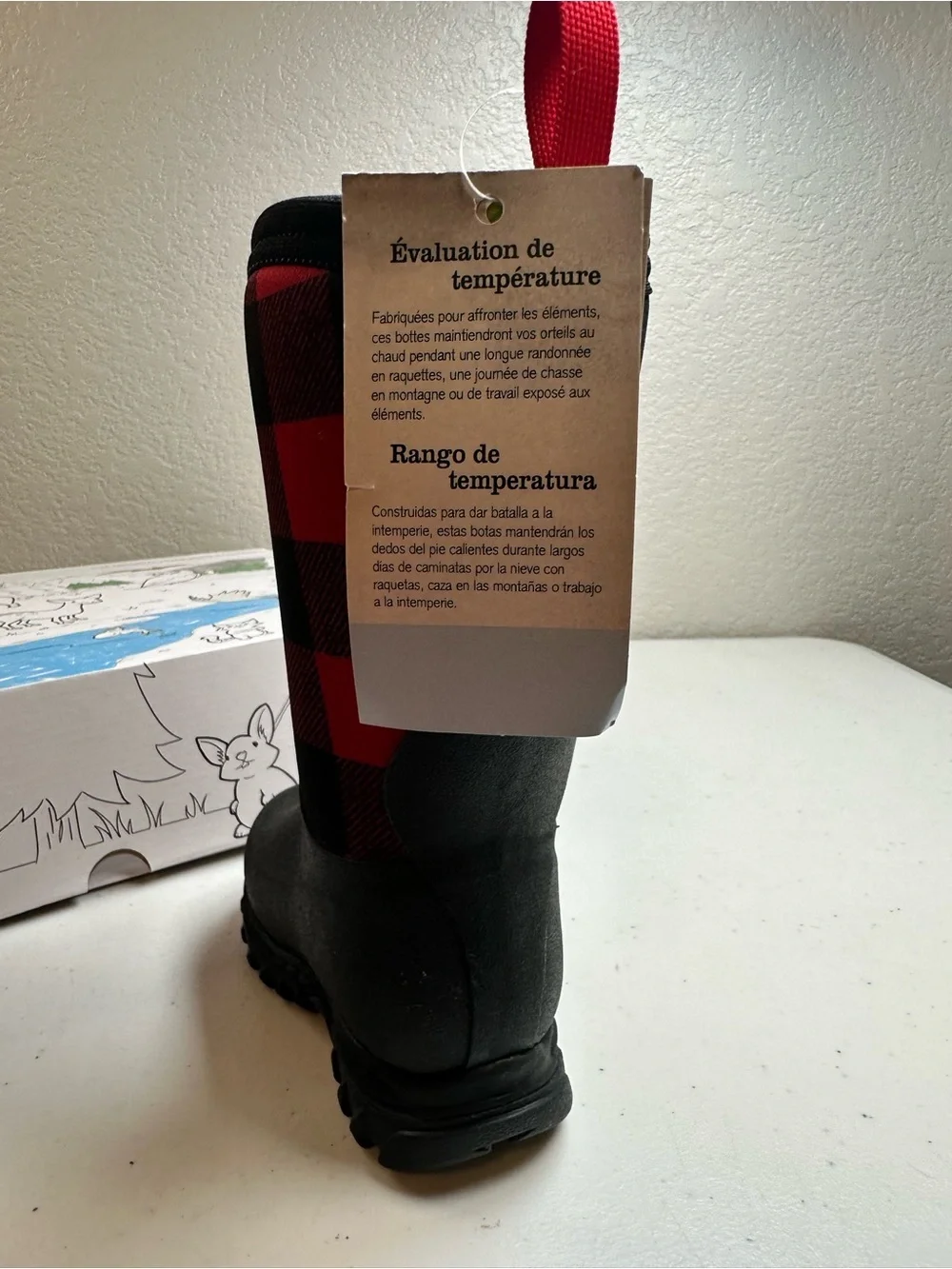 NIB The MUCK Boot Co Toddler/Kids Red Plaid Rugged II Rain Boot - Size C7